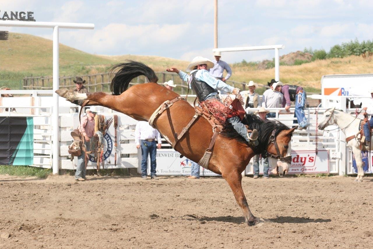 Cole Elshere on a bronc